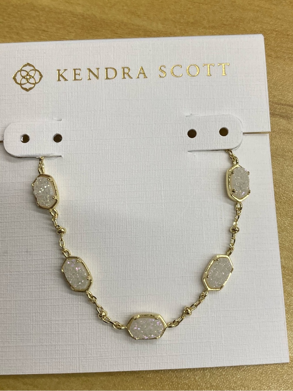 Kendra Scott Gold Druzy Station Bracelet - White Sparkle
